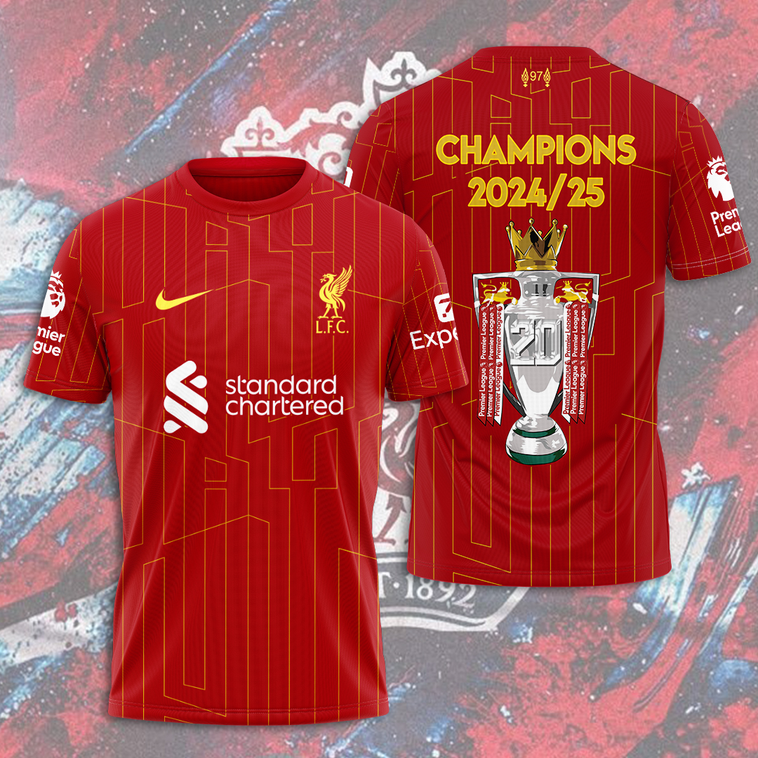 Liverpool Fc 2025 Premier League Champions 3D Shirt