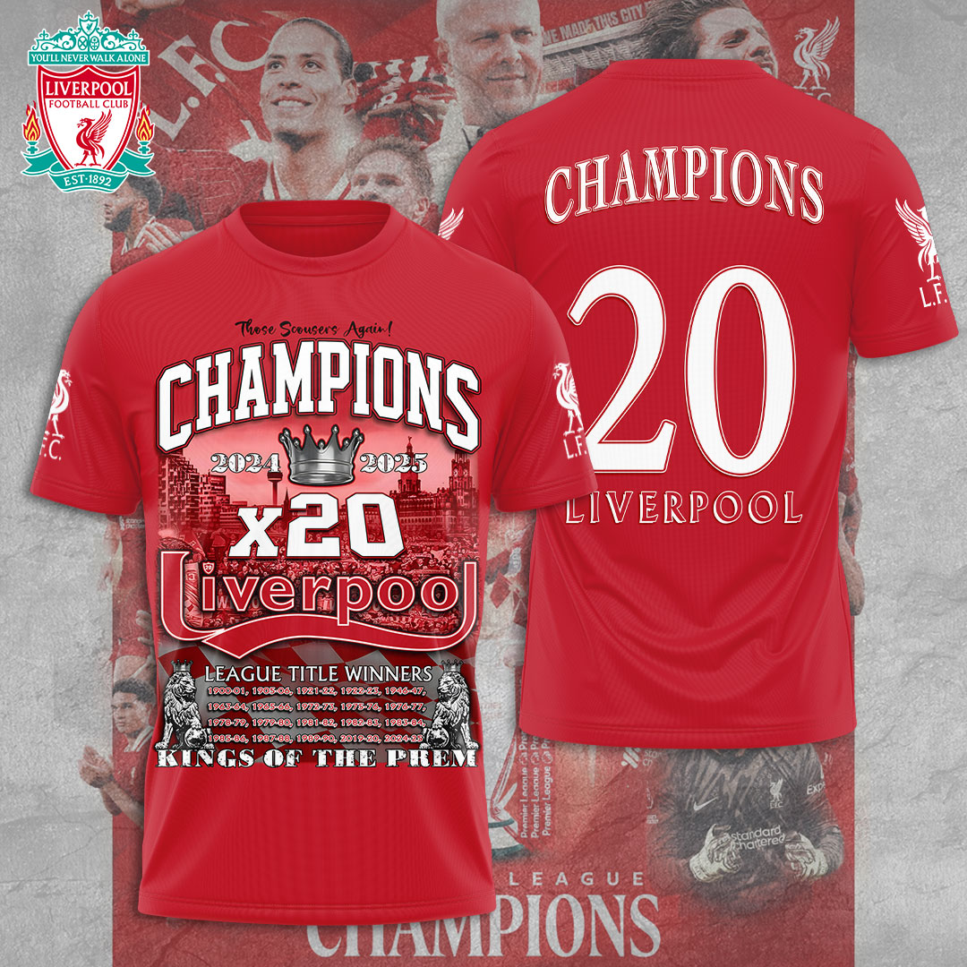 Liverpool Fc 2025 Premier League Champions 3D Shirt
