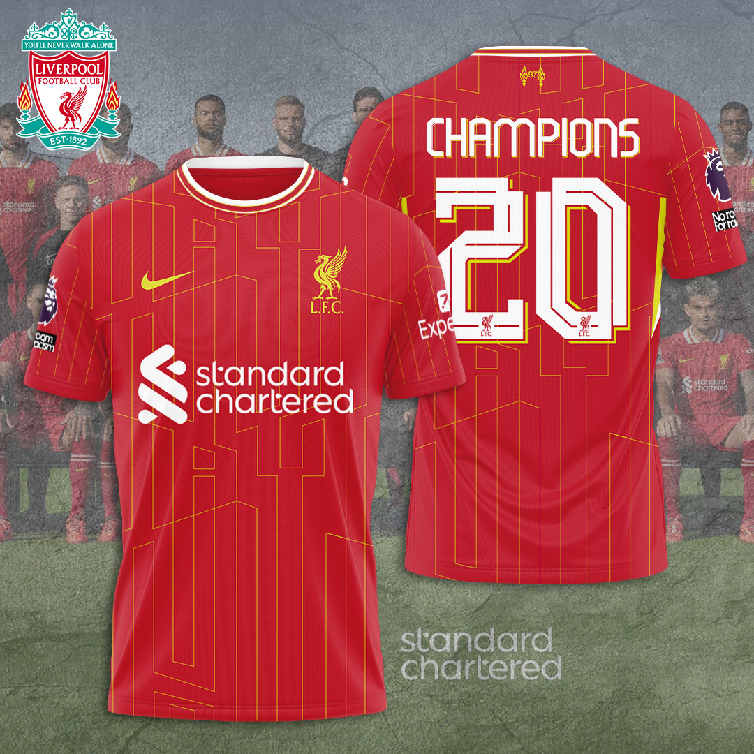 Liverpool Fc 2025 Premier League Champions 3D Shirt
