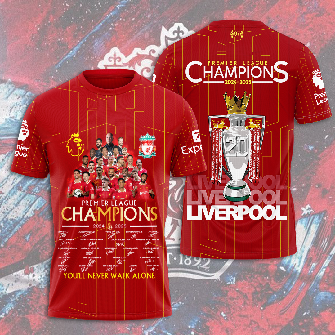 Liverpool Fc 2025 Premier League Champions 3D Shirt
