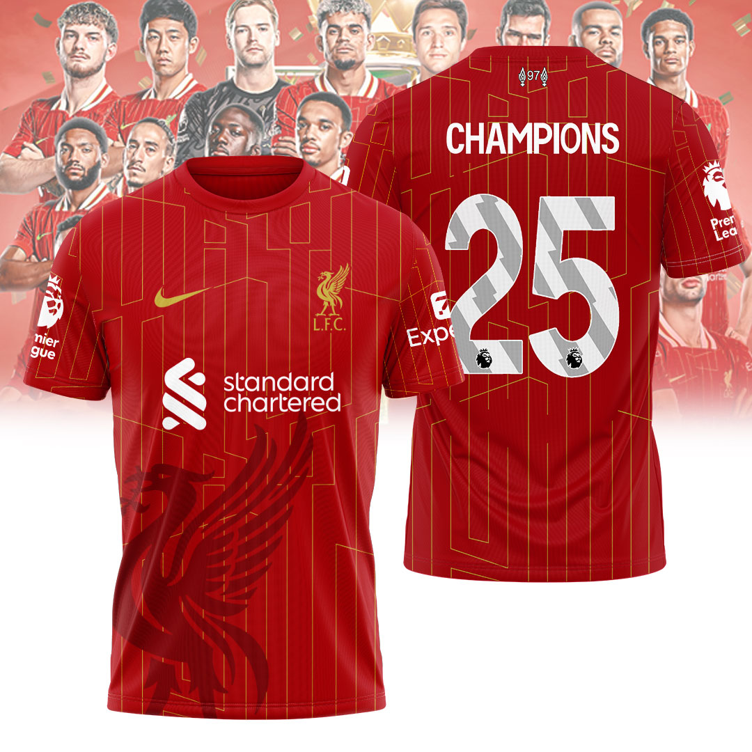 Liverpool Fc 2025 Premier League Champions 3D Shirt