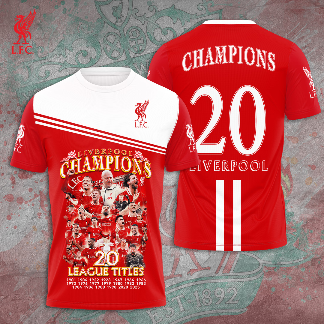 Liverpool Fc 2025 Premier League Champions 3D Shirt