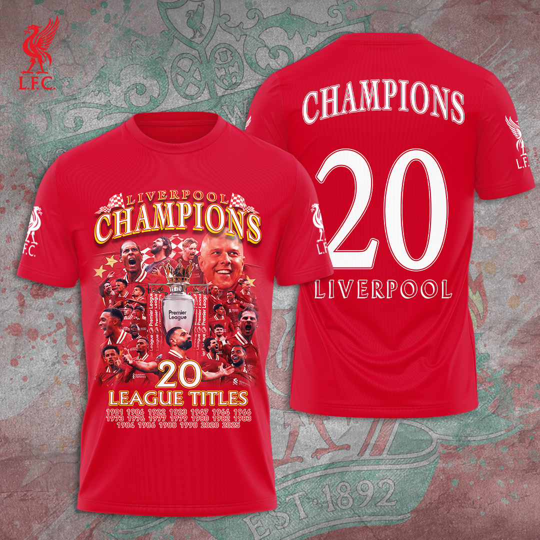 Liverpool Fc 2025 Premier League Champions 3D Shirt