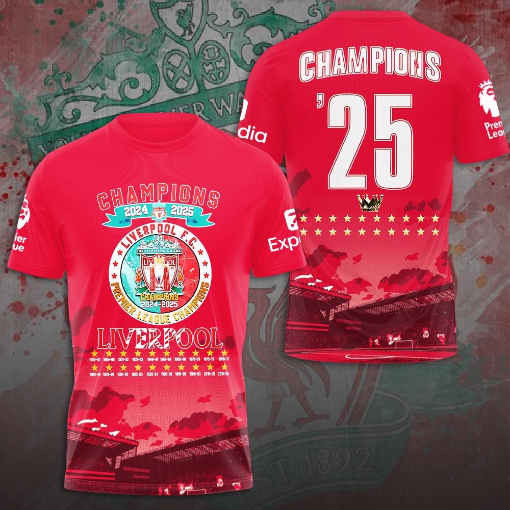 Liverpool Fc 2025 Premier League Champions 3D Shirt