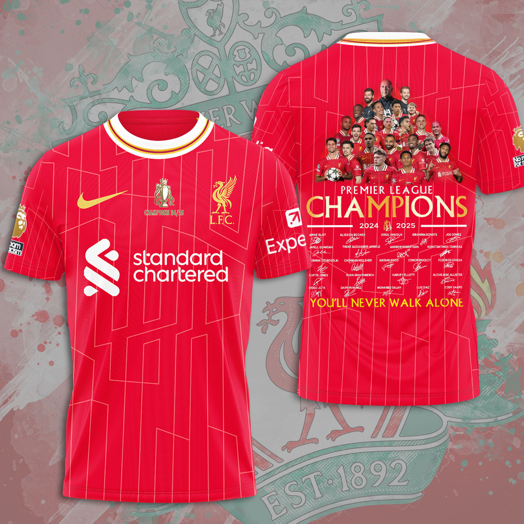 Liverpool Fc 2025 Premier League Champions 3D Shirt