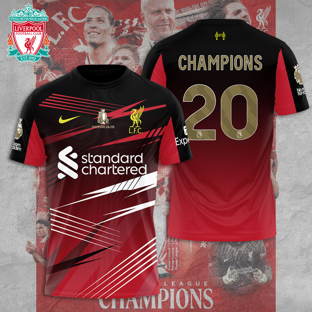 Liverpool Fc 2025 Premier League Champions 3D Shirt