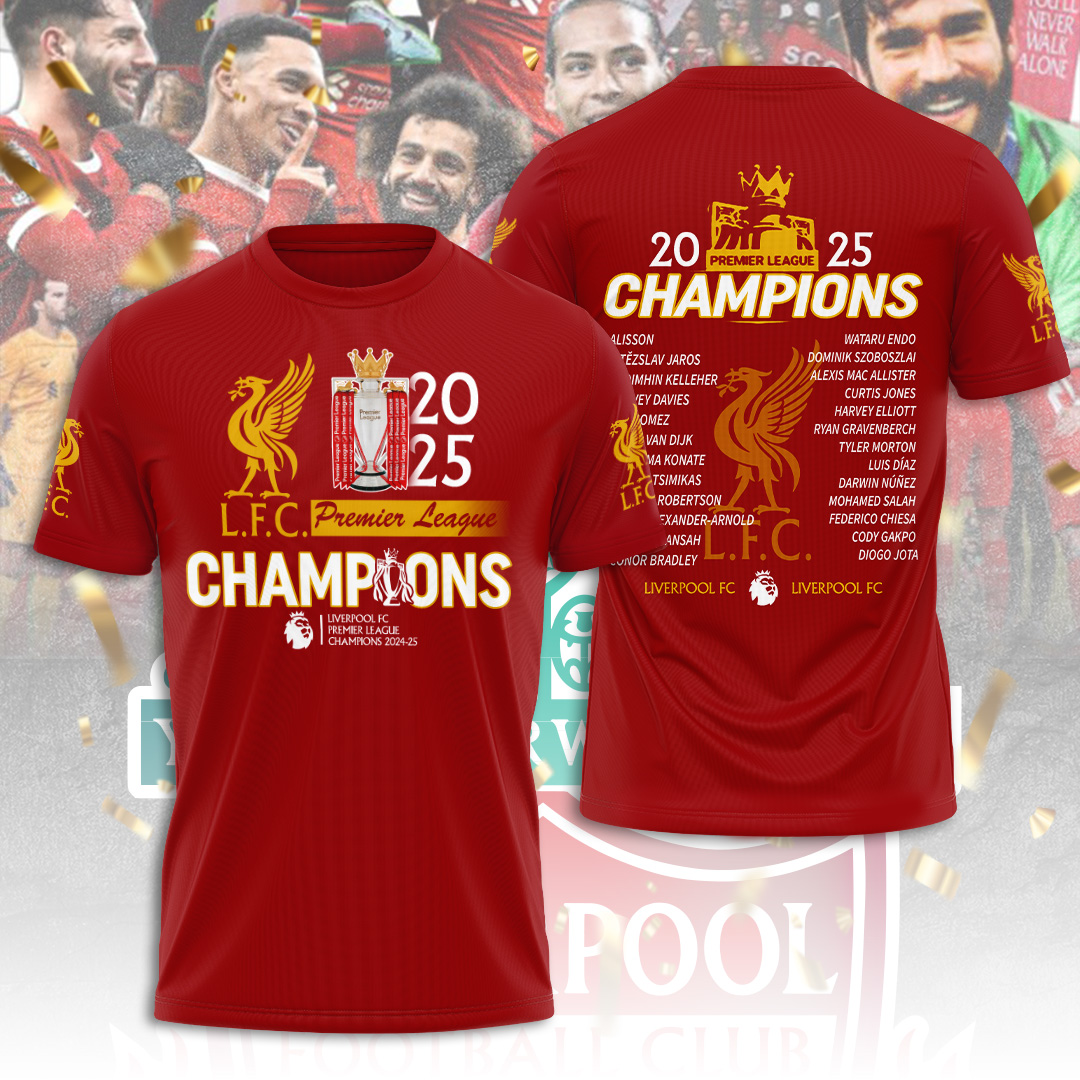 Liverpool Fc 2025 Premier League Champions 3D Shirt