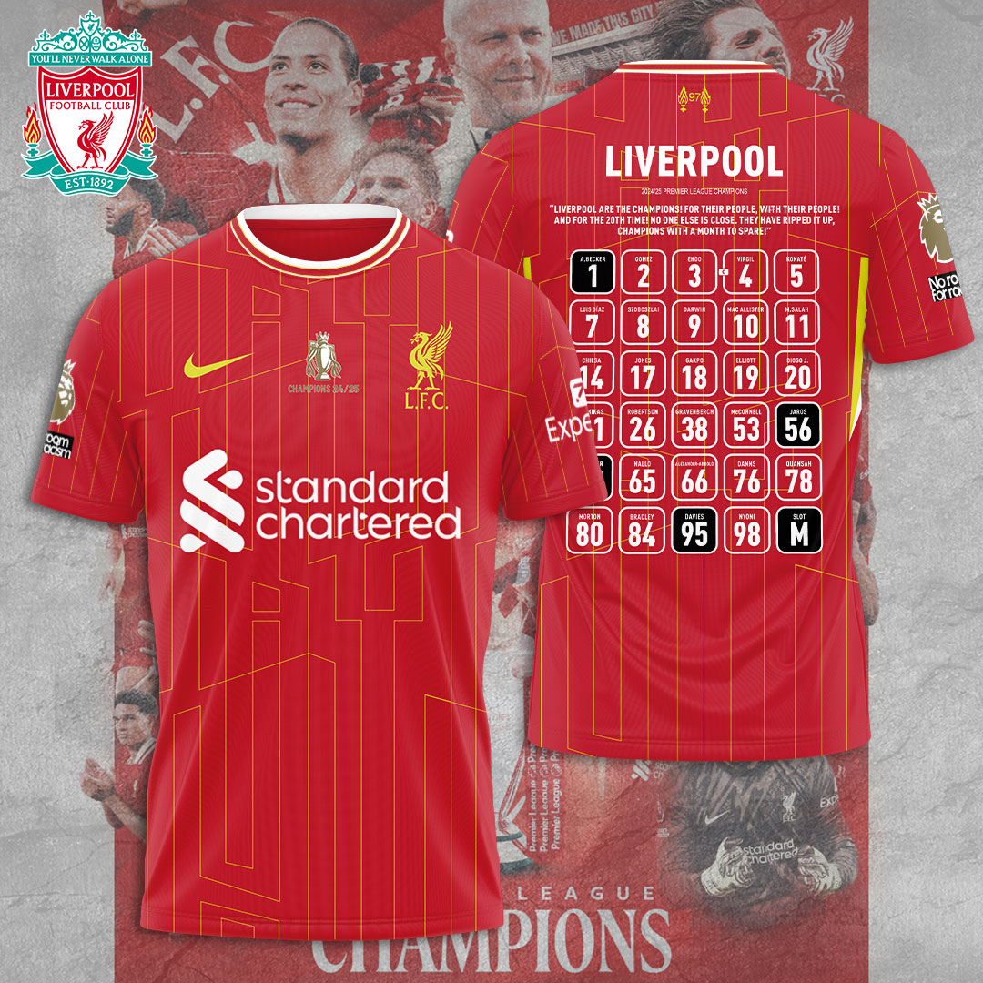 Liverpool Fc 2025 Premier League Champions 3D Shirt