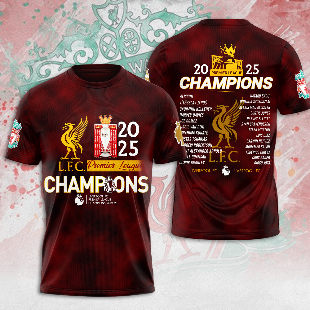 Liverpool Fc 2025 Premier League Champions 3D Shirt