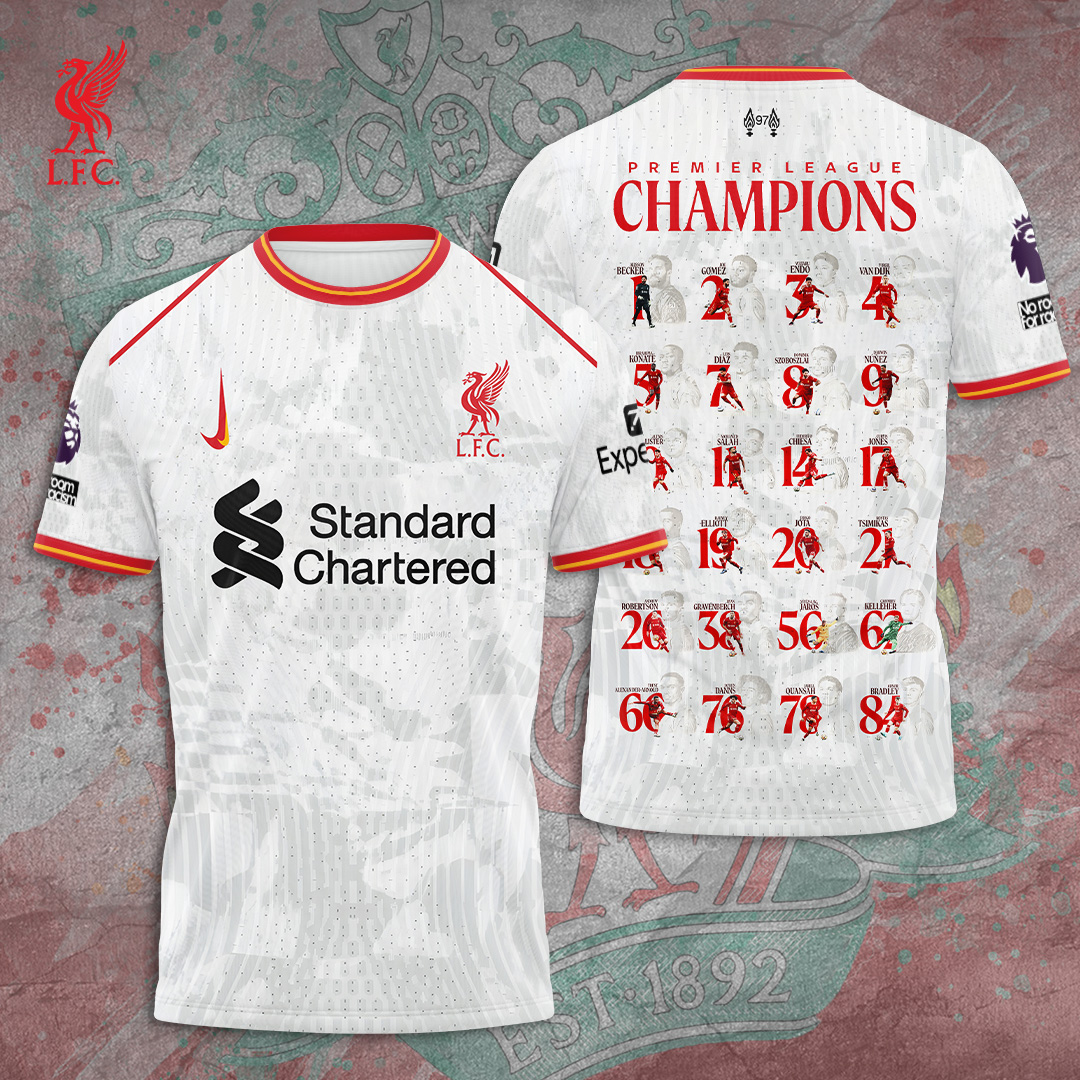 Liverpool Fc 2025 Premier League Champions 3D Shirt