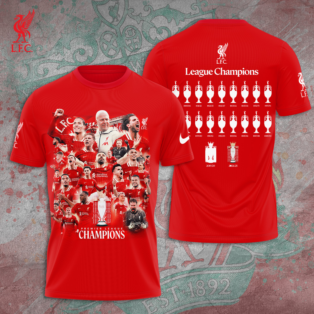 Liverpool Fc 2025 Premier League Champions 3D Shirt