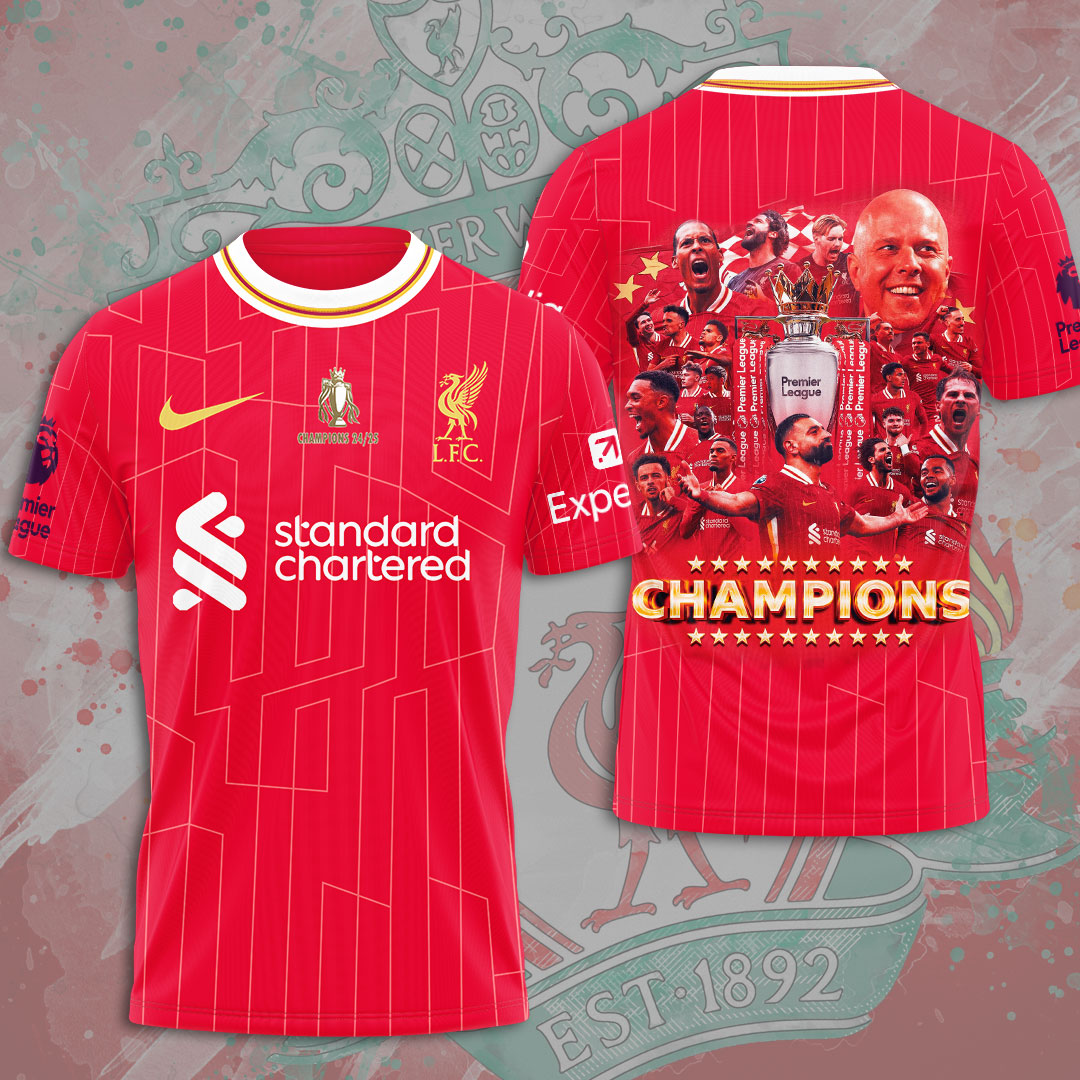 Liverpool Fc 2025 Premier League Champions 3D Shirt
