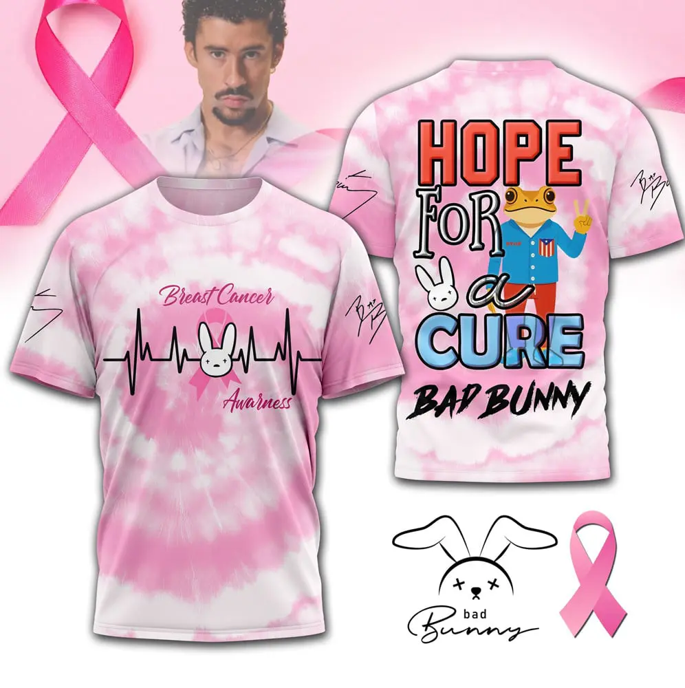 Bad Bunny hope for a cure Premium BDBN Tackle Breast Cancer Shirt Tie-dye