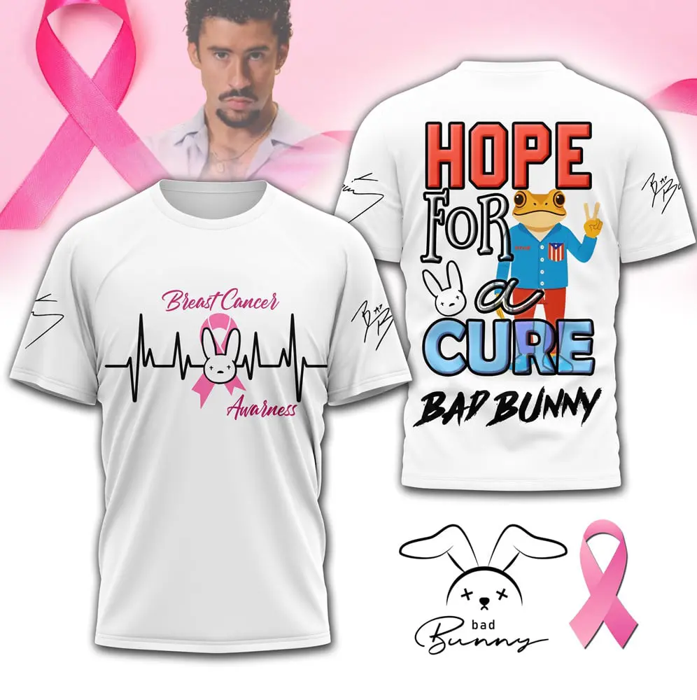 Bad Bunny ackle Breast Cancer BDBN Shirt white