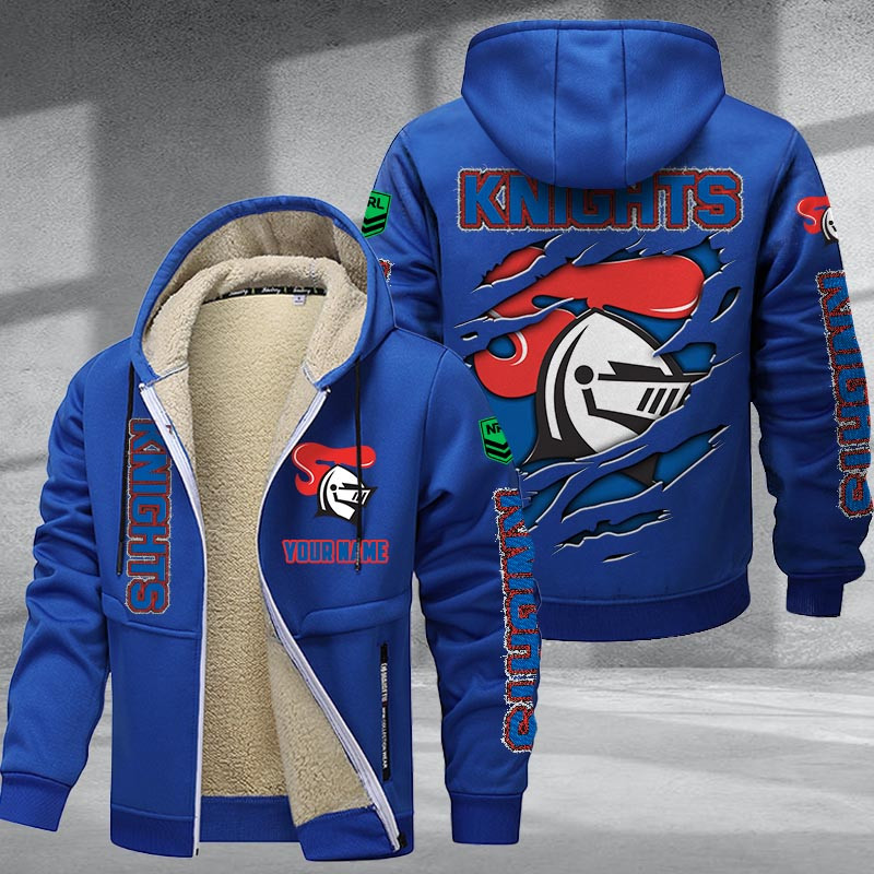 Newcastle Knights Hoodie Zip Velvet Coat Multicolor