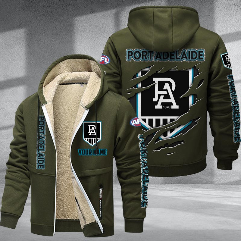 Port Adelaide Power Hoodie Zip Velvet Coat Multicolor