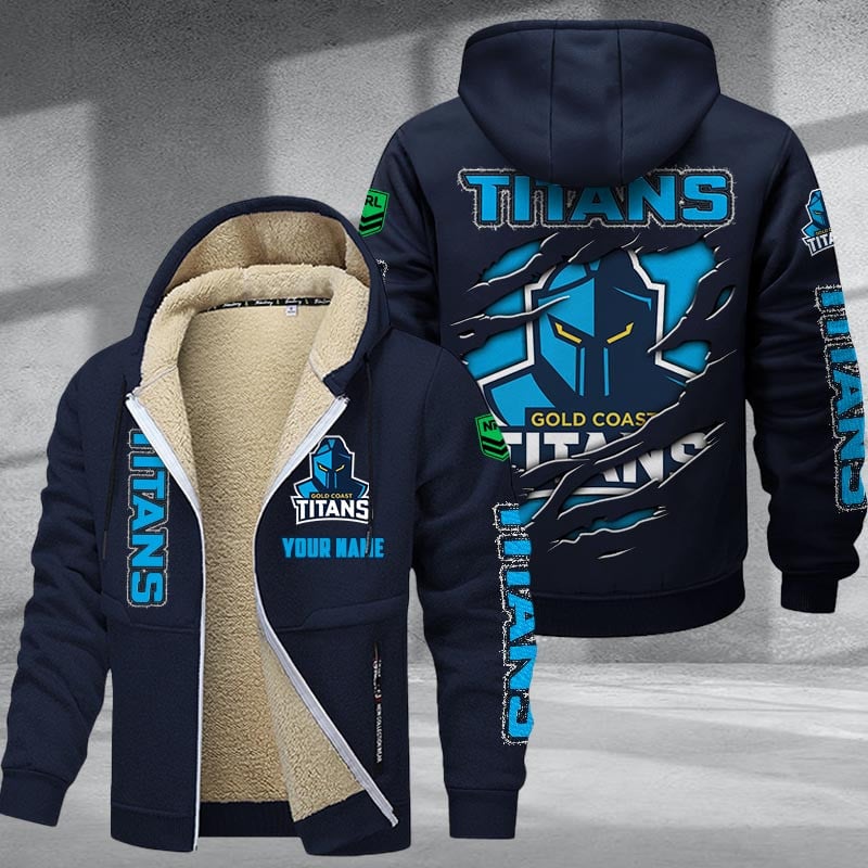 Gold Coast Titans Hoodie Zip Velvet Coat Multicolor