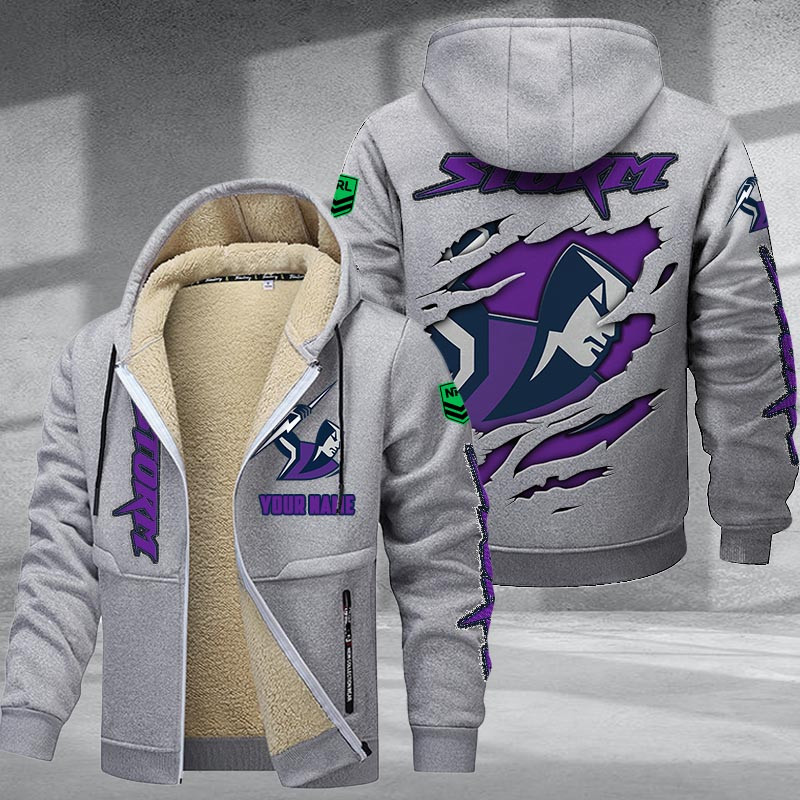 Melbourne Storm Hoodie Zip Velvet Coat Multicolor
