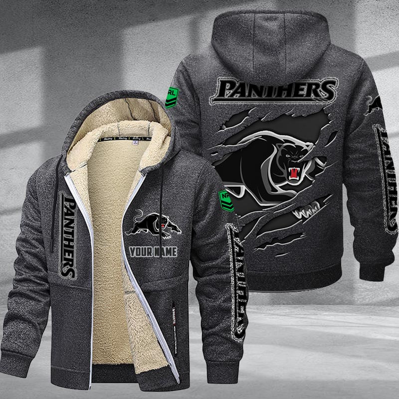 Penrith Panthers Hoodie Zip Velvet Coat Multicolor