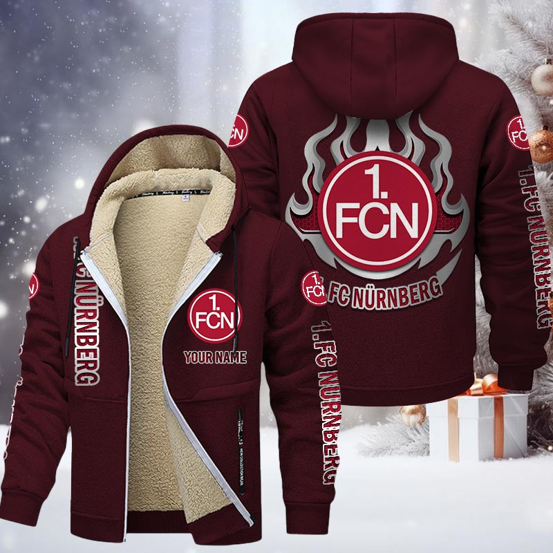 1. FC Nurnberg Hoodie Zip Velvet Coat