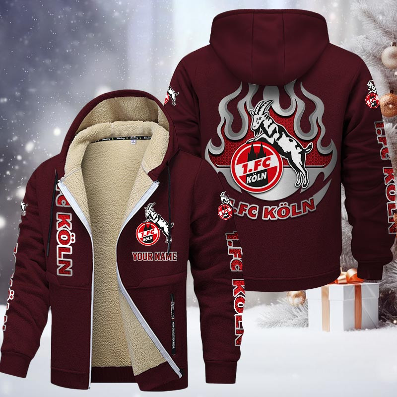 1. FC Koln Hoodie Zip Velvet Coat