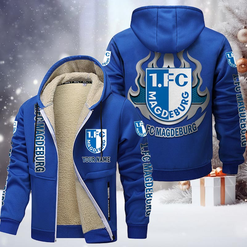 1. FC Magdeburg Hoodie Zip Velvet Coat