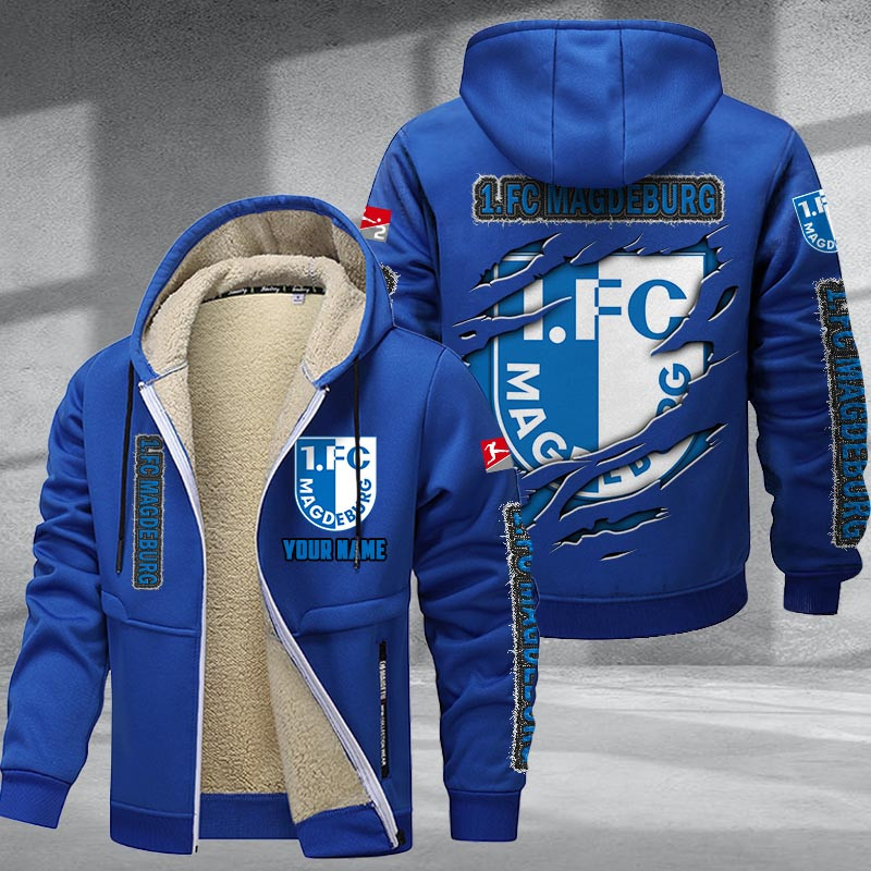 1. FC Magdeburg Hoodie Zip Velvet Coat