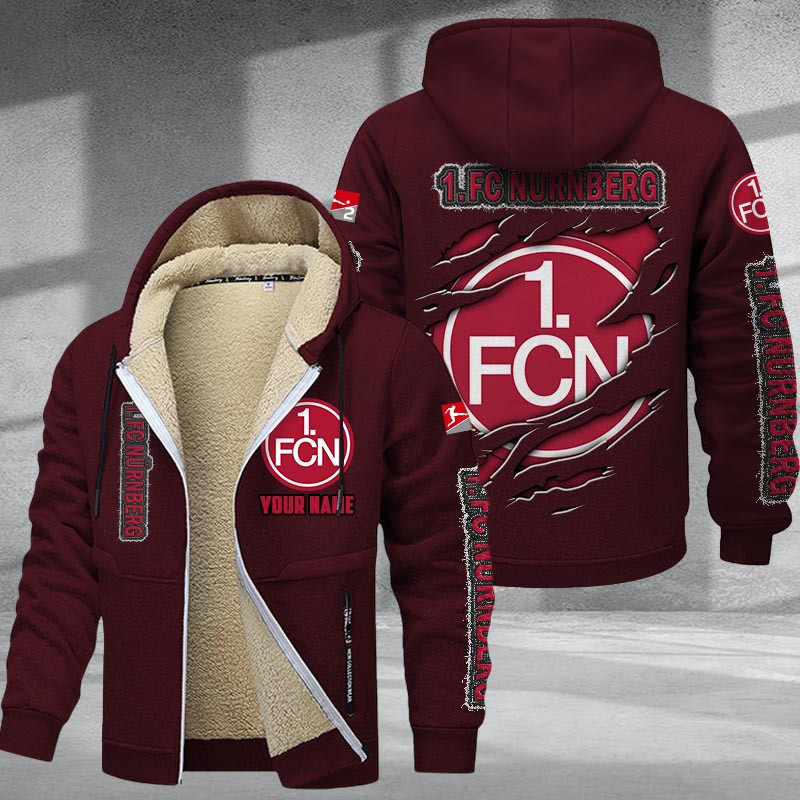 1. FC Nurnberg Hoodie Zip Velvet Coat