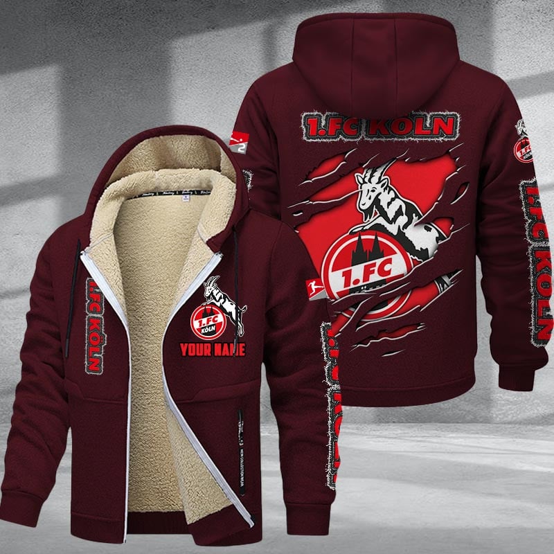 1. FC Koln Hoodie Zip Velvet Coat