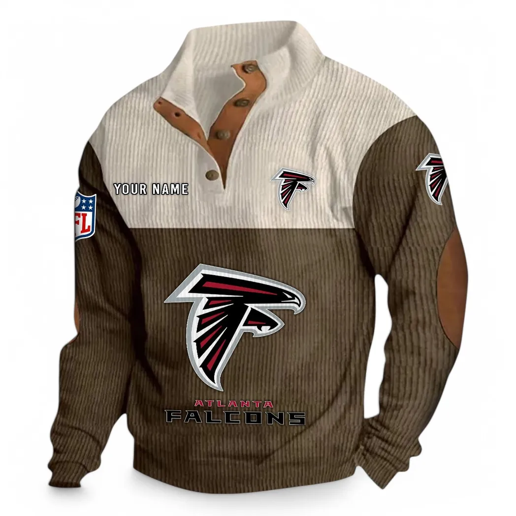 Atlanta Falcons NFL Men's Stand Up Collar Base Shirt Custom Men Brown Sporty Fan Sweatshirt