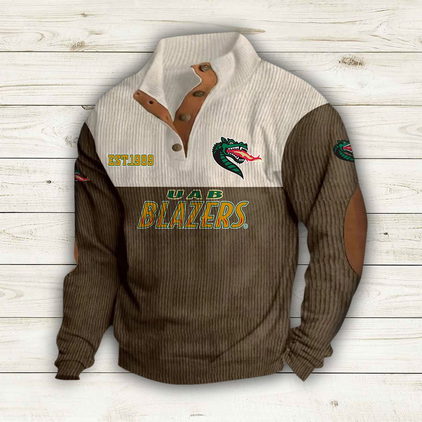 Blazers UAB Button Quarter Sweater