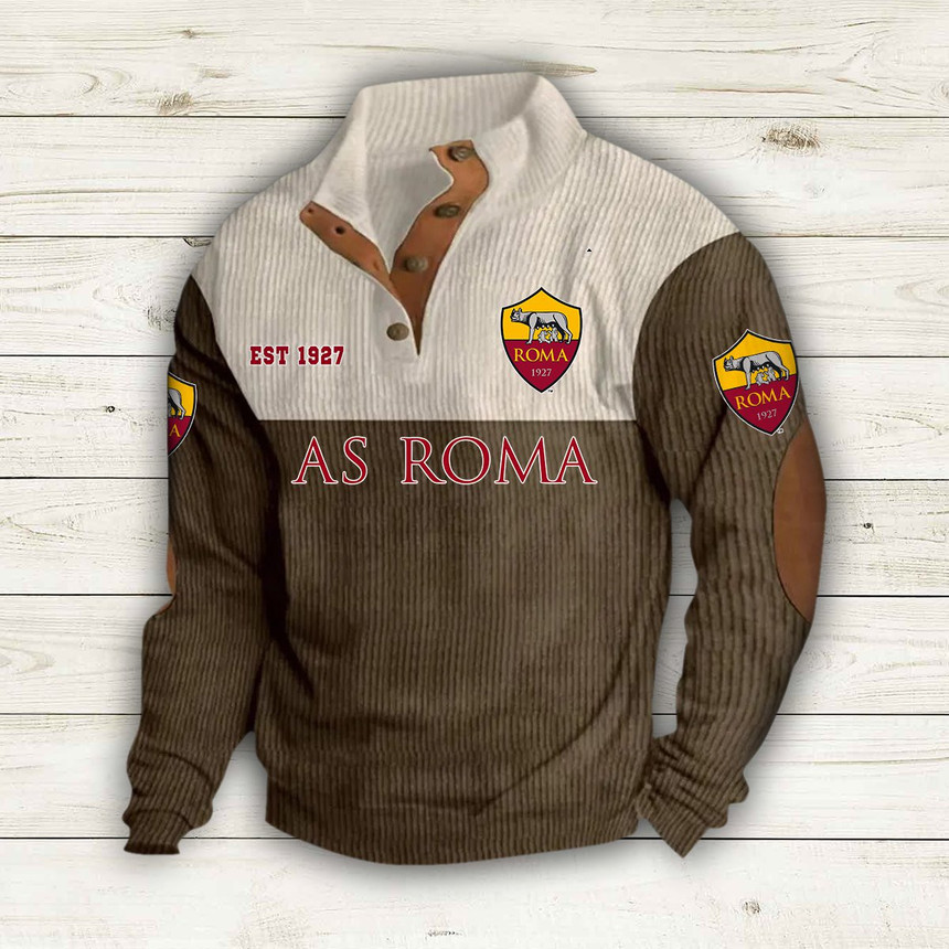 AS Roma Button Quarter Sweater
