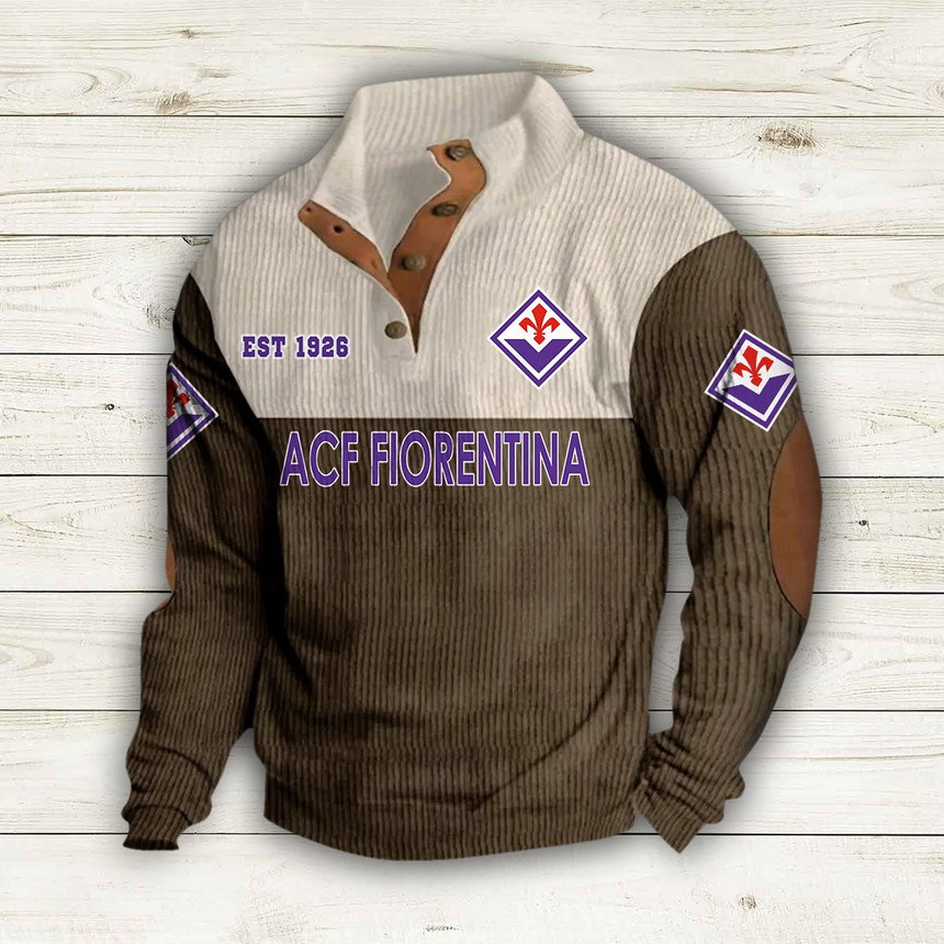 ACF Fiorentina Button Quarter Sweater