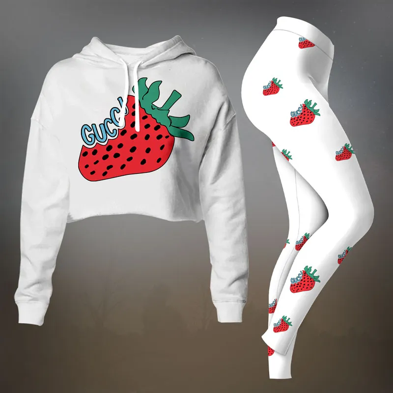 Gucci Black Rose Print Cropped Hoodie And Leggings Set
