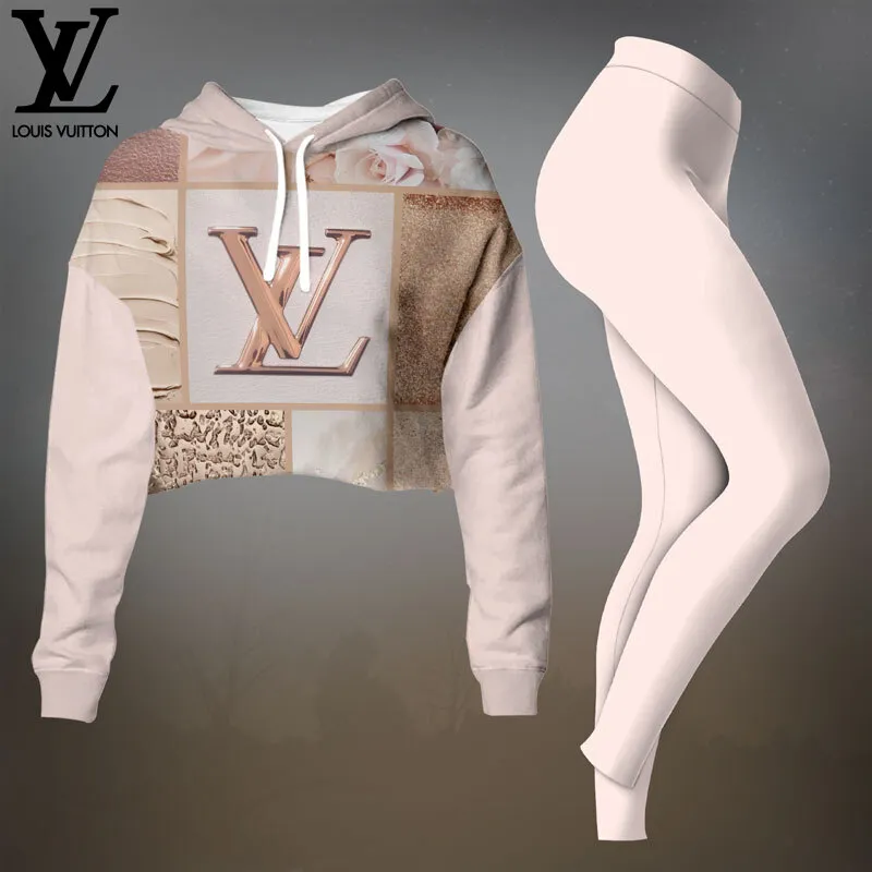 Louis Vuitton Premium Cropped Hoodie Leggings Set For Women