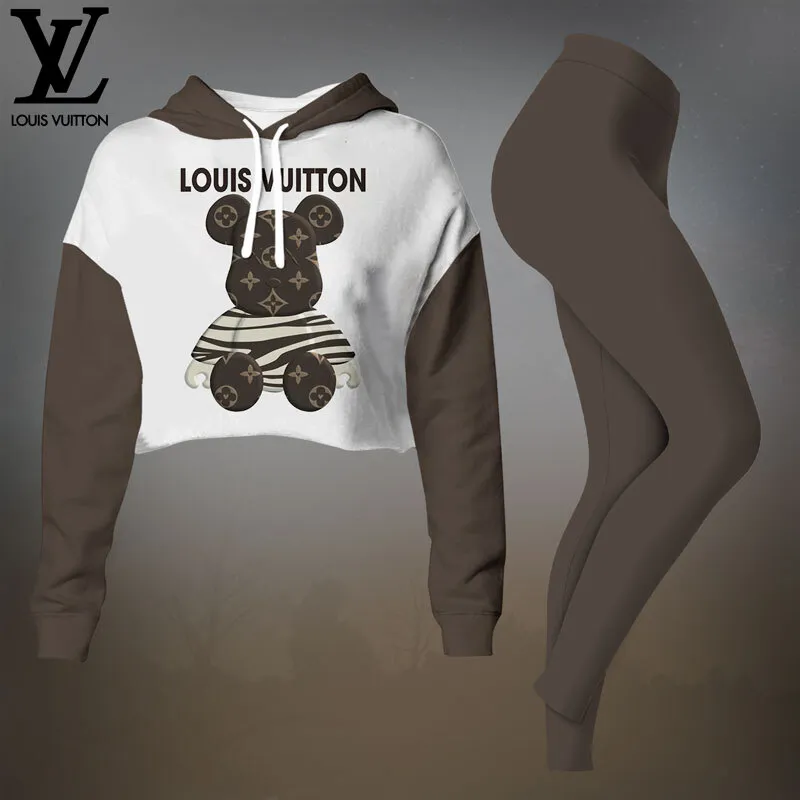 Louis Vuitton Premium Cropped Hoodie Leggings Set For Women
