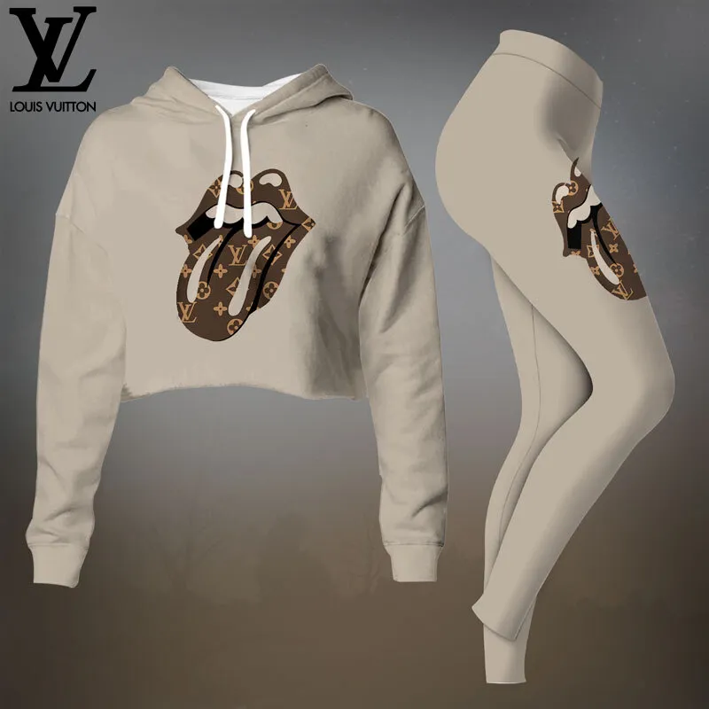 Louis Vuitton Premium Cropped Hoodie Leggings Set For Women