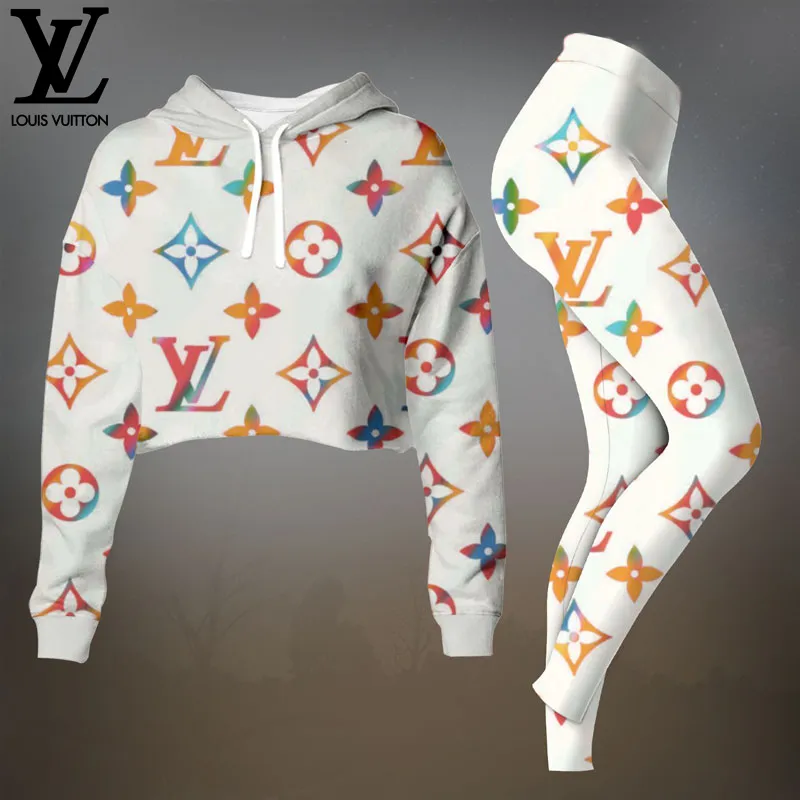Louis Vuitton Premium Cropped Hoodie Leggings Set For Women