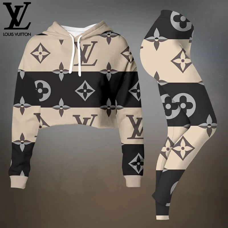 Louis Vuitton Premium Cropped Hoodie Leggings Set For Women