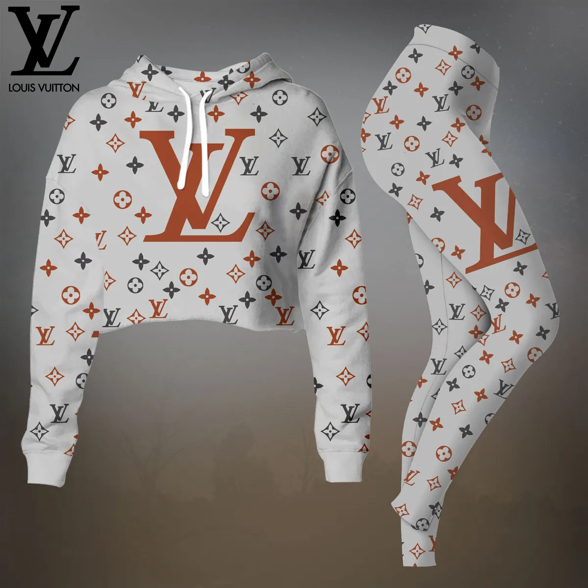 Louis Vuitton Premium Cropped Hoodie Leggings Set For Women