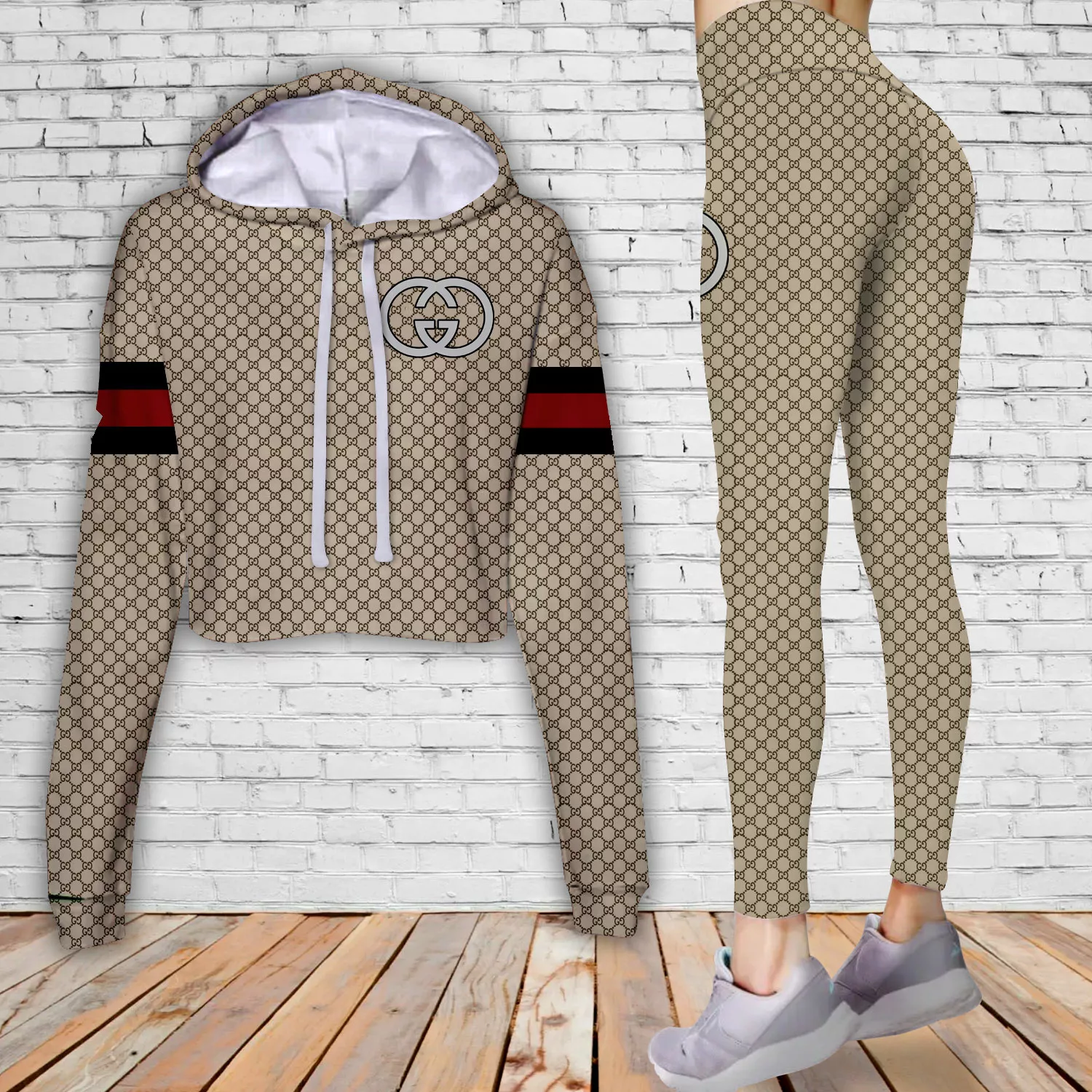 Gucci Luxury Brand Limited Edition Cropped Hoodie Leggings Set 2025