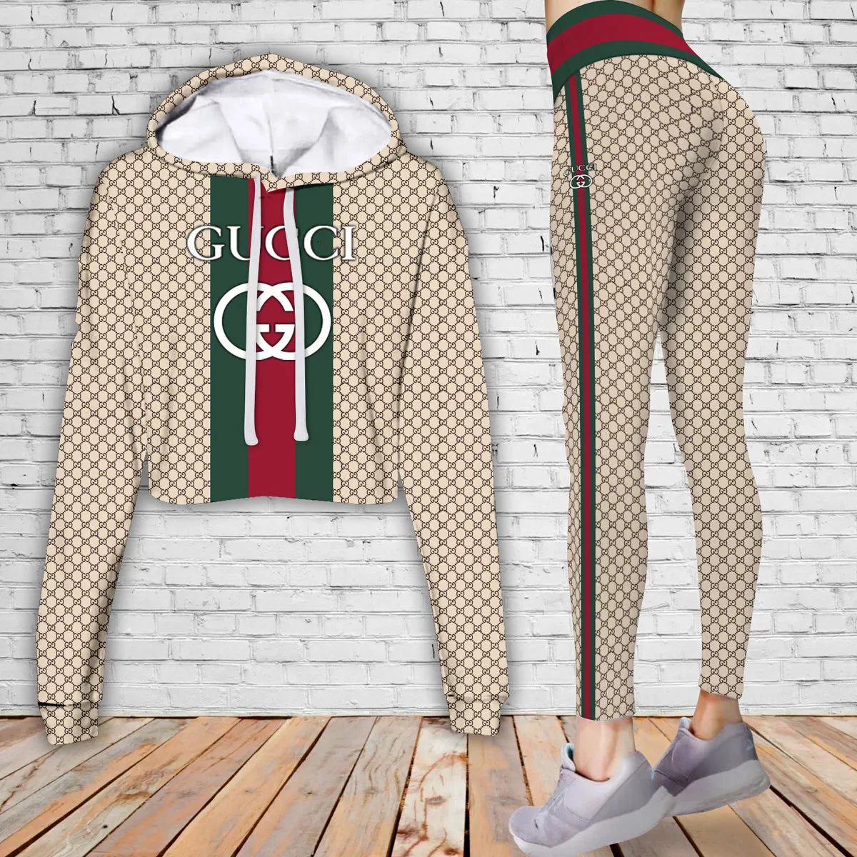 Gucci Luxury Brand Limited Edition Cropped Hoodie Leggings Set 2025