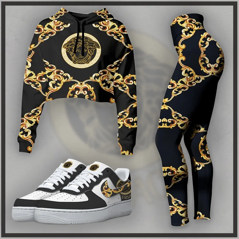 Versace Cropped Hoodie & Leggings