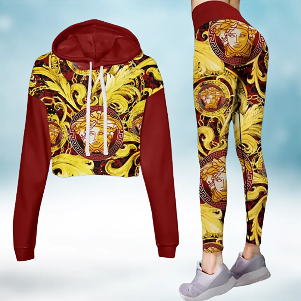 Versace Premium Cropped Hoodie And Leggings Set