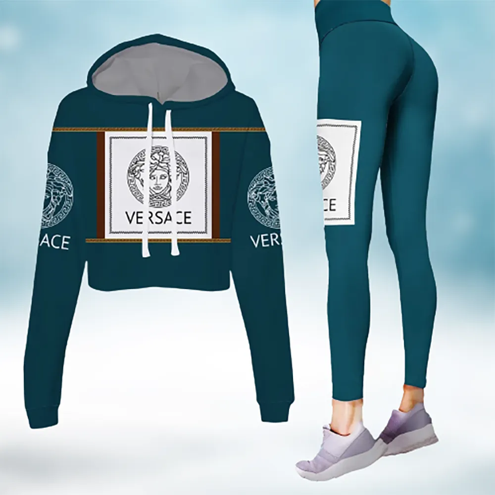 Versace Premium Cropped Hoodie And Leggings Set