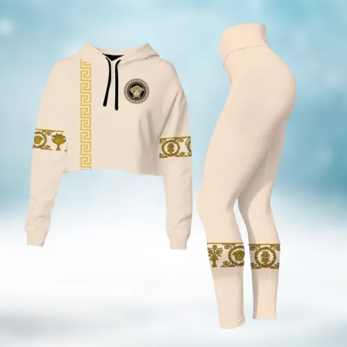 Versace Premium Cropped Hoodie And Leggings Set