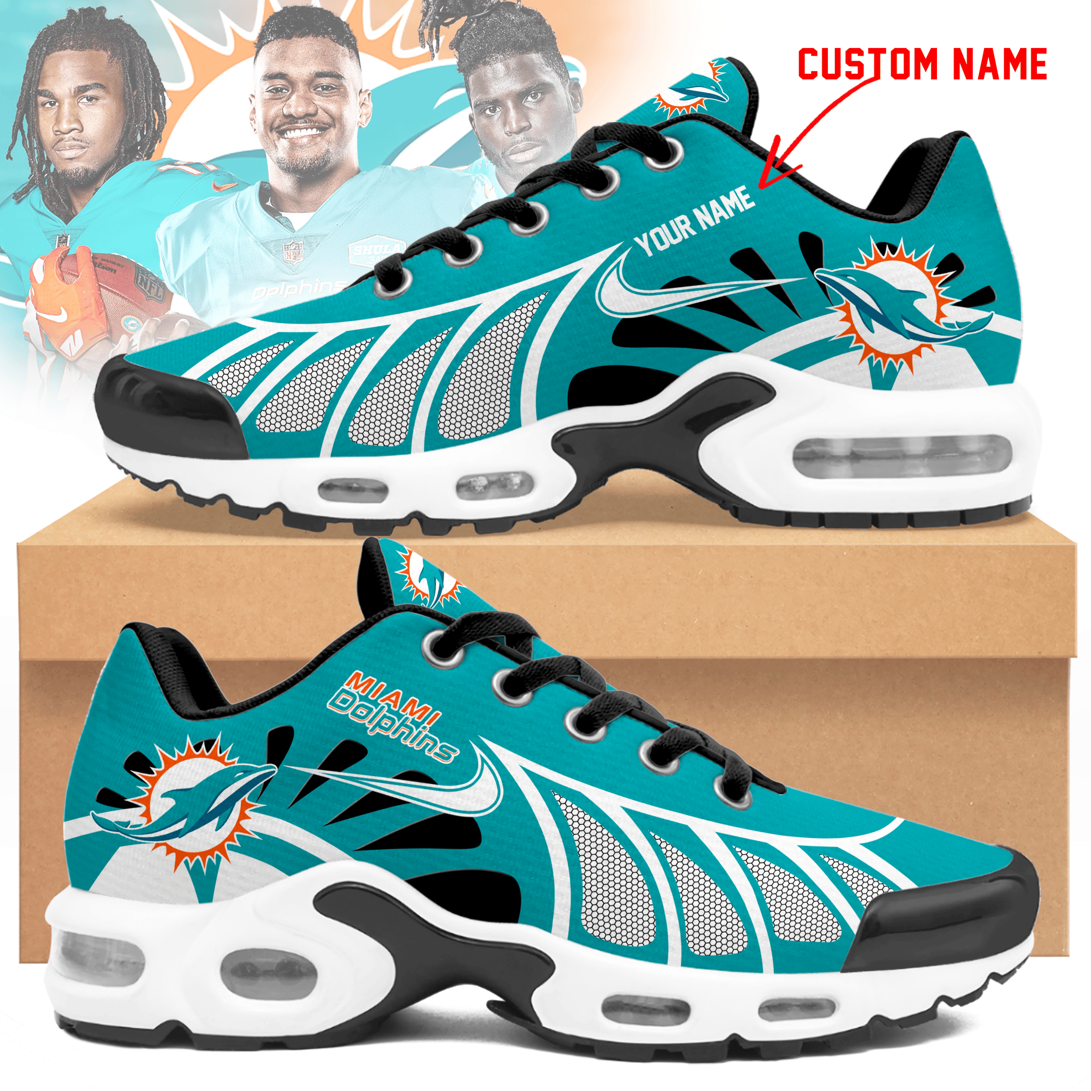 Miami Dolphins Personalized Air Max Shoes Limited Edition 050625 - Image 2