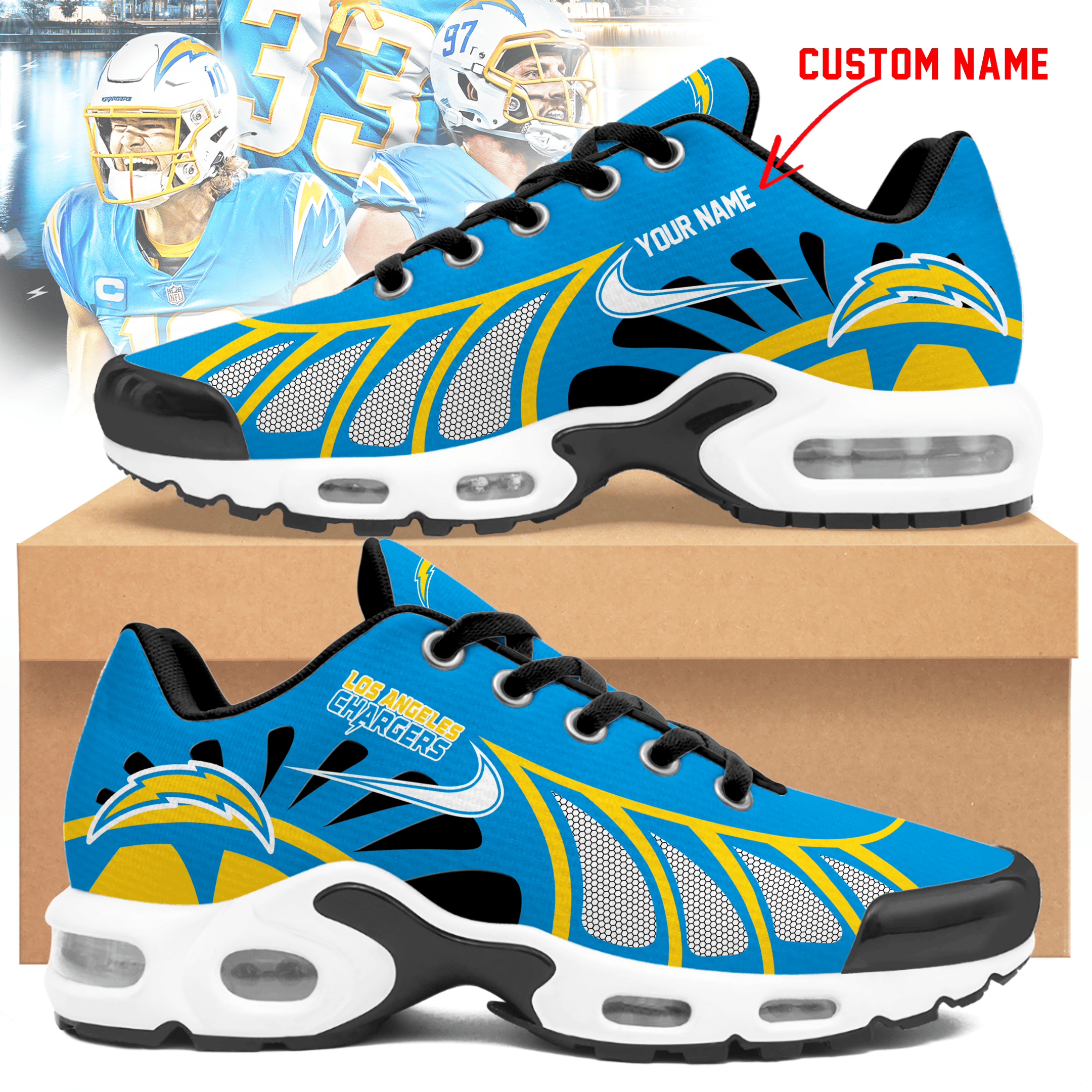 Los Angeles Chargers Personalized Air Max Shoes Limited Edition 050625 - Image 2