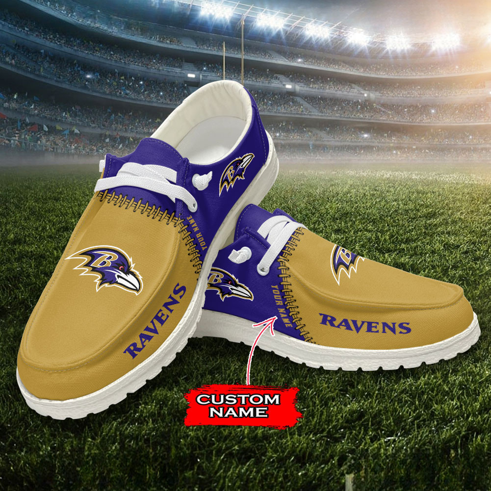 Baltimore Ravens Moccasin Slippers Hey  Dude Shoes Printed For Men And Women - Image 4