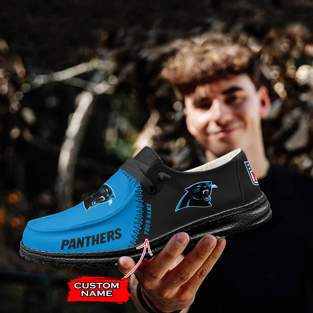 Carolina Panthers Moccasin Slippers Hey  Dude Shoes Printed For Men And Women - Image 2